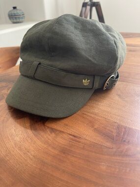 adidas Olive Green Newsboy Cap with Gold Trefoil